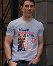 Load image into Gallery viewer, German Shepherd Happy Independence Day 4th Of July Gift For Dog Lovers Guys V-Neck
