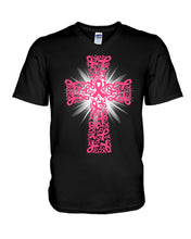 Load image into Gallery viewer, Cross Breast Cancer Awareness  Special Custom Design Guys V-Neck
