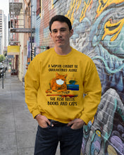 Load image into Gallery viewer, Cute Phone Case Gift For Books And Cats Lovers A Woman Cannot Be Quarantined Alone Sweatshirt
