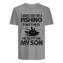 Load image into Gallery viewer, God Sent Me My Son As A Fishing Partner   Special Custom Design Guys V-Neck
