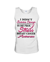 Load image into Gallery viewer, I Didn't Survive Cancer To Die From Stress Breast Cancer Awareness Unisex Tank Top
